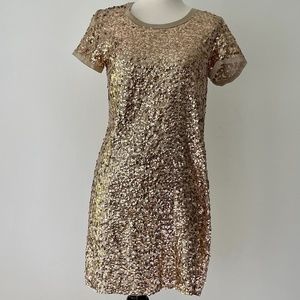 DKNY Sequined Gold Mini Dress Size 4